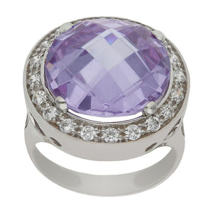 SORTIJA ORO BLANCO 18KL - PIEDRA MALVA - Números: nº 18 