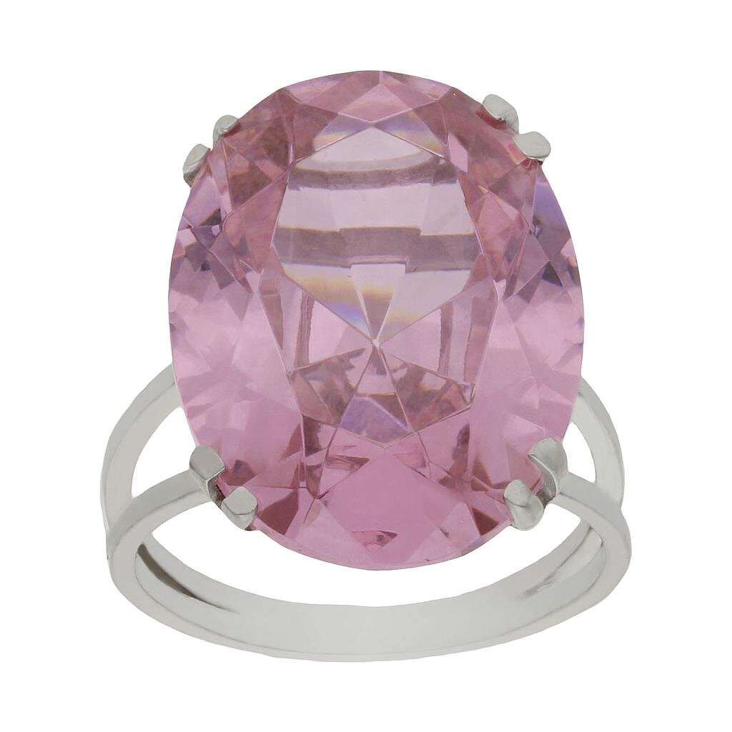 SORTIJA ORO BLANCO 18KL - PIEDRA ROSA - Números: nº 14 