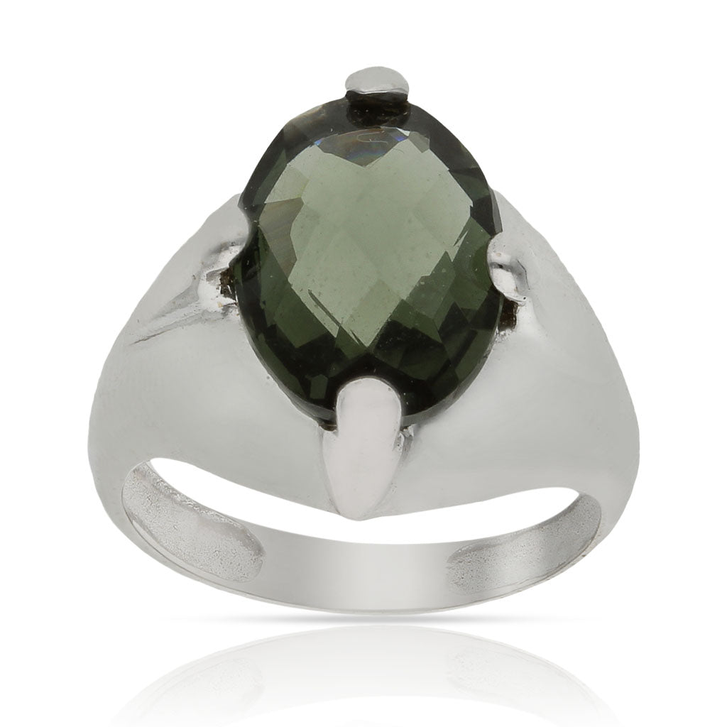 SORTIJA ORO BLANCO 18KL - PIEDRA VERDE - Números: nº 17 