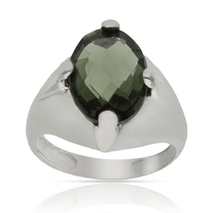 SORTIJA ORO BLANCO 18KL - PIEDRA VERDE - Números: nº 17 