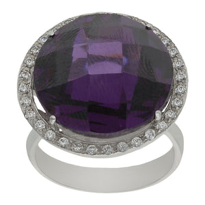 SORTIJA ORO BLANCO 18KL - PIEDRA VIOLETA - Números: nº 18 