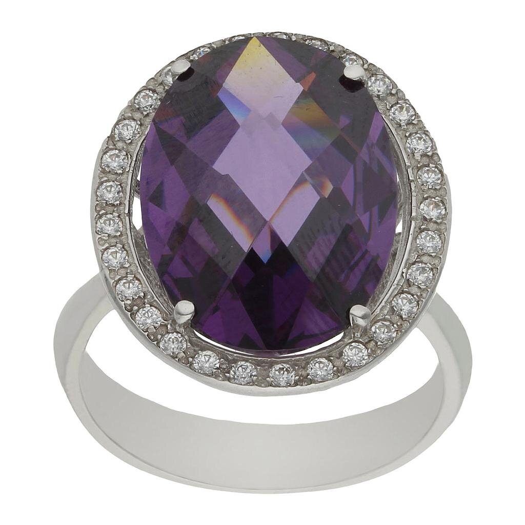 SORTIJA ORO BLANCO 18KL - PIEDRA VIOLETA - Números: nº 19 