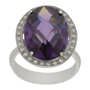 SORTIJA ORO BLANCO 18KL - PIEDRA VIOLETA - Números: nº 19 