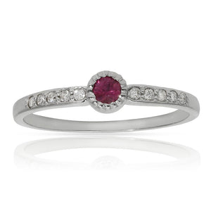 SORTIJA ORO BLANCO 18KL RUBI + DIAMANTES - Números: nº 12 