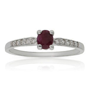 SORTIJA ORO BLANCO 18KL RUBI + DIAMANTES - Números: nº 13 