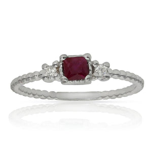 SORTIJA ORO BLANCO 18KL RUBI + DIAMANTES - Números: nº 13 