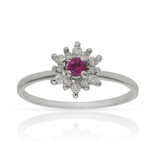 SORTIJA ORO BLANCO 18KL RUBI + DIAMANTES - Números: nº 13 
