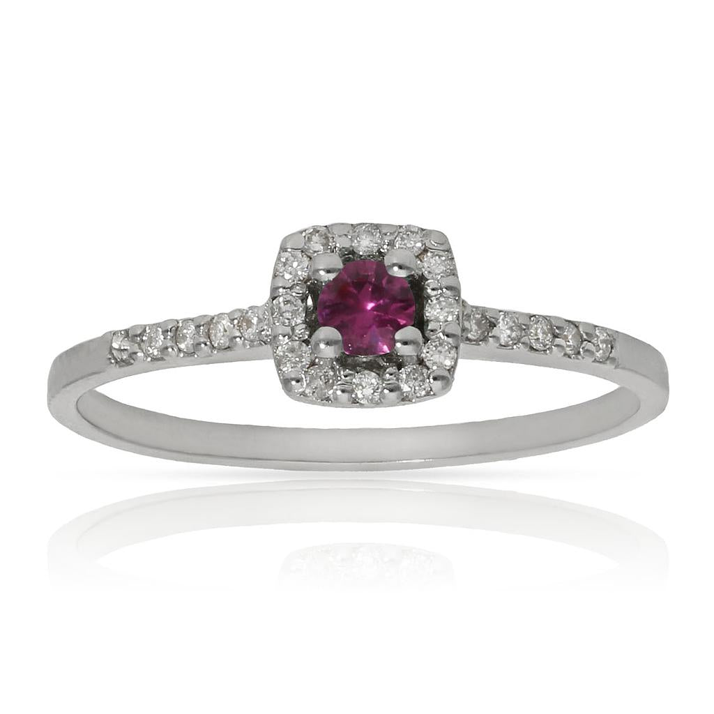 SORTIJA ORO BLANCO 18KL RUBI + DIAMANTES - Números: nº 14 