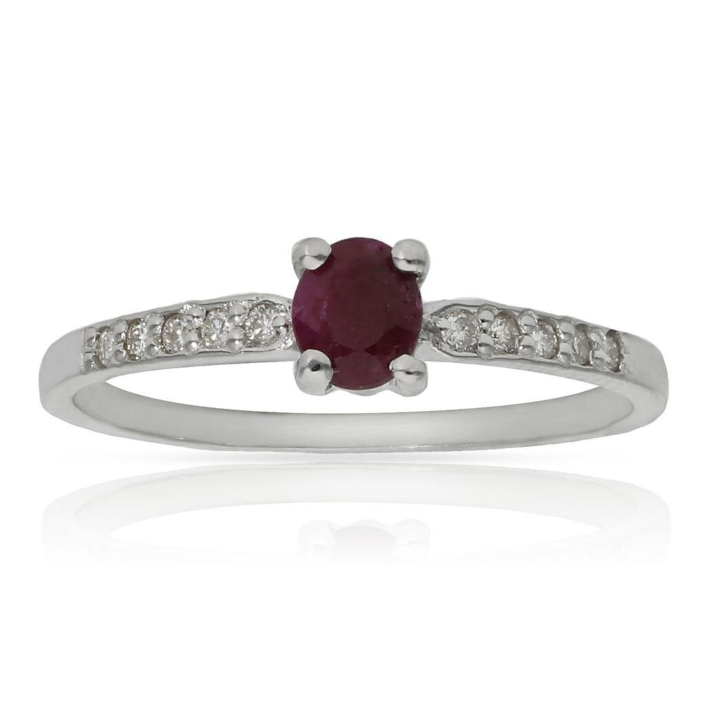SORTIJA ORO BLANCO 18KL RUBI + DIAMANTES - Números: nº 14 