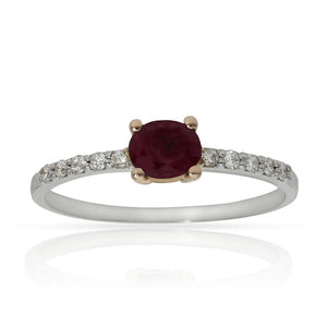 SORTIJA ORO BLANCO 18KL RUBI + DIAMANTES - Números: nº 14 