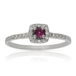 SORTIJA ORO BLANCO 18KL RUBI + DIAMANTES - Números: nº 15 