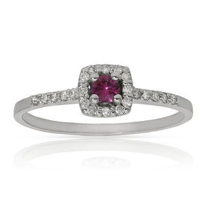 SORTIJA ORO BLANCO 18KL RUBI + DIAMANTES - Números: nº 15 