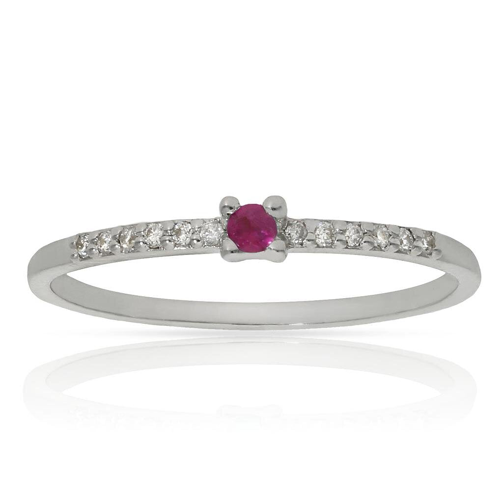 SORTIJA ORO BLANCO 18KL RUBI + DIAMANTES - Números: nº 15 