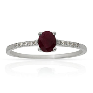 SORTIJA ORO BLANCO 18KL RUBI + DIAMANTES - Números: nº 15 
