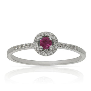 SORTIJA ORO BLANCO 18KL RUBÍ + DIAMANTES - Números: nº 16 