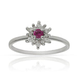 SORTIJA ORO BLANCO 18KL RUBI + DIAMANTES - Números: nº 16 