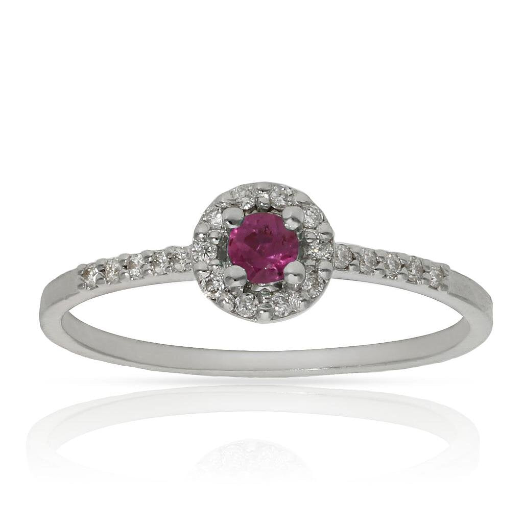 SORTIJA ORO BLANCO 18KL RUBÍ + DIAMANTES - Números: nº 17 