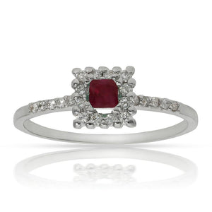 SORTIJA ORO BLANCO 18KL RUBI + DIAMANTES - Números: nº 17 