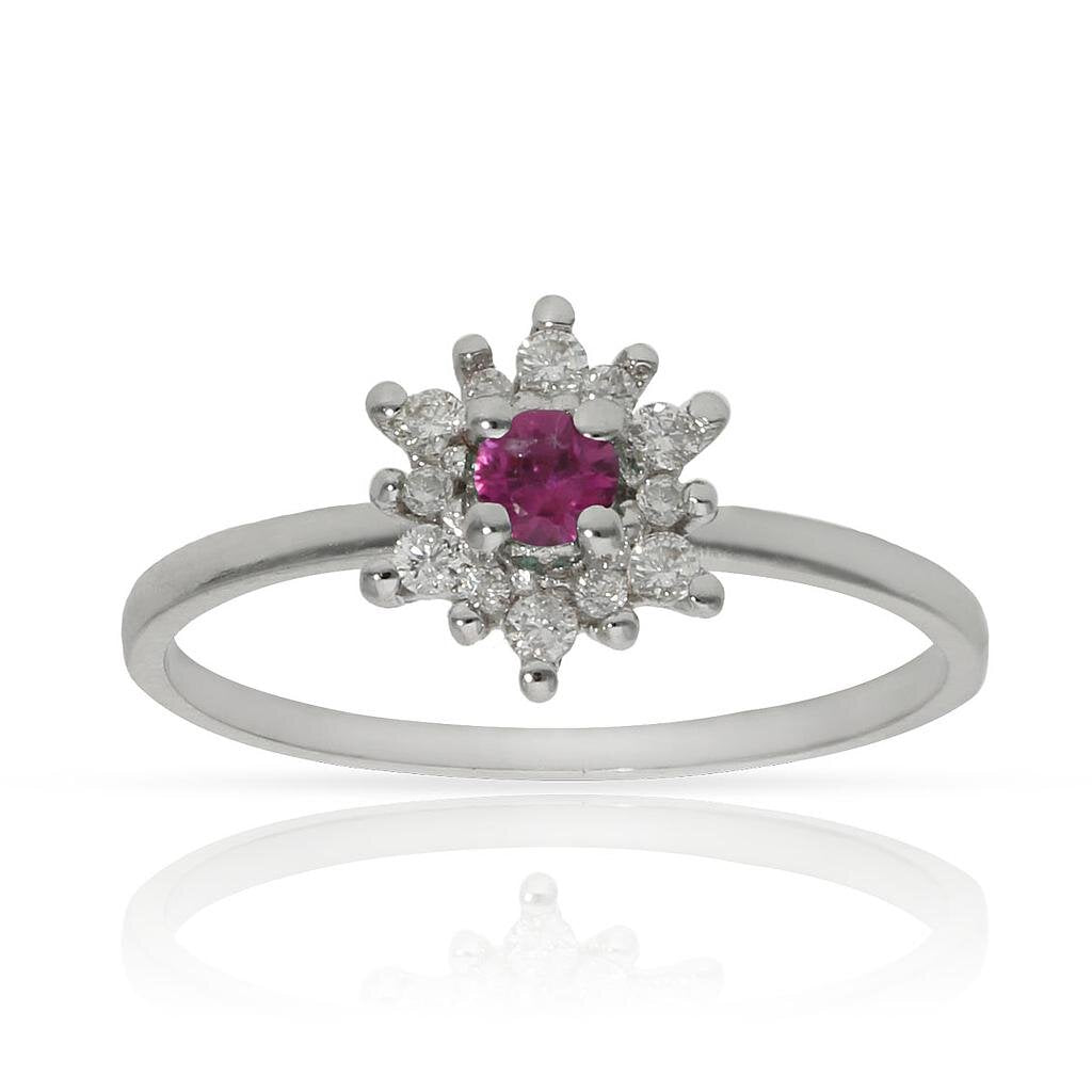 SORTIJA ORO BLANCO 18KL RUBI + DIAMANTES - Números: nº 17 