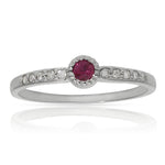 SORTIJA ORO BLANCO 18KL RUBI + DIAMANTES - Números: nº 18 