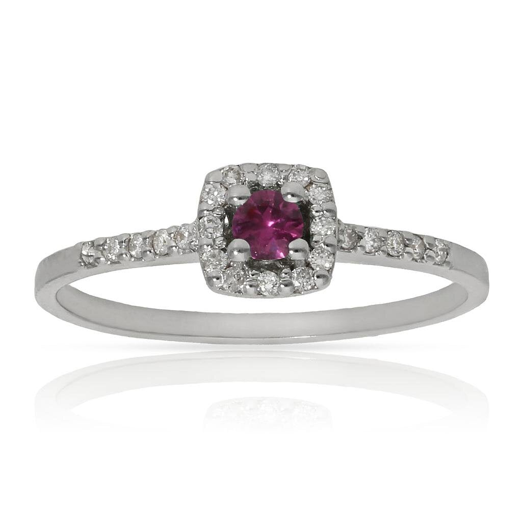 SORTIJA ORO BLANCO 18KL RUBI + DIAMANTES - Números: nº 18 