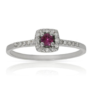 SORTIJA ORO BLANCO 18KL RUBI + DIAMANTES - Números: nº 18 