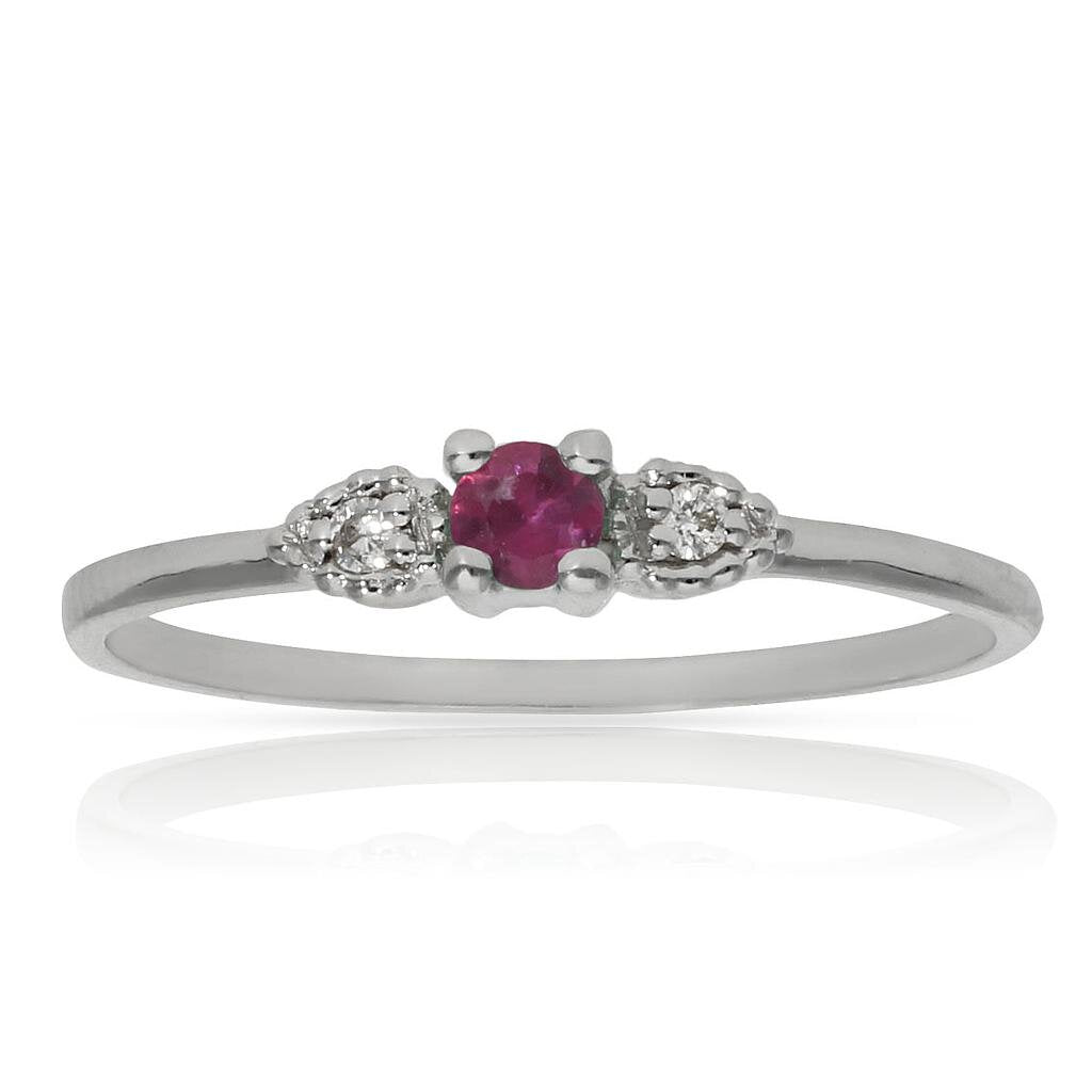 SORTIJA ORO BLANCO 18KL RUBI + DIAMANTES - Números: nº 18 