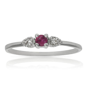 SORTIJA ORO BLANCO 18KL RUBI + DIAMANTES - Números: nº 18 