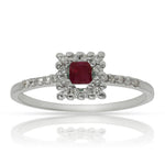 SORTIJA ORO BLANCO 18KL RUBI + DIAMANTES - Números: nº 18 