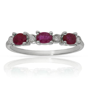SORTIJA ORO BLANCO 18KL RUBIES + DIAMANTES - Números: nº 13 