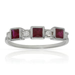SORTIJA ORO BLANCO 18KL RUBIES + DIAMANTES - Números: nº 13 