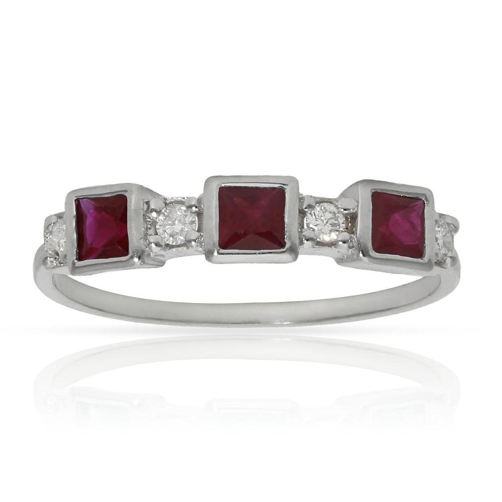 SORTIJA ORO BLANCO 18KL RUBIES + DIAMANTES - Números: nº 14 