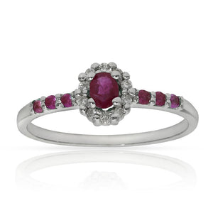 SORTIJA ORO BLANCO 18KL RUBIES + DIAMANTES - Números: nº 14 