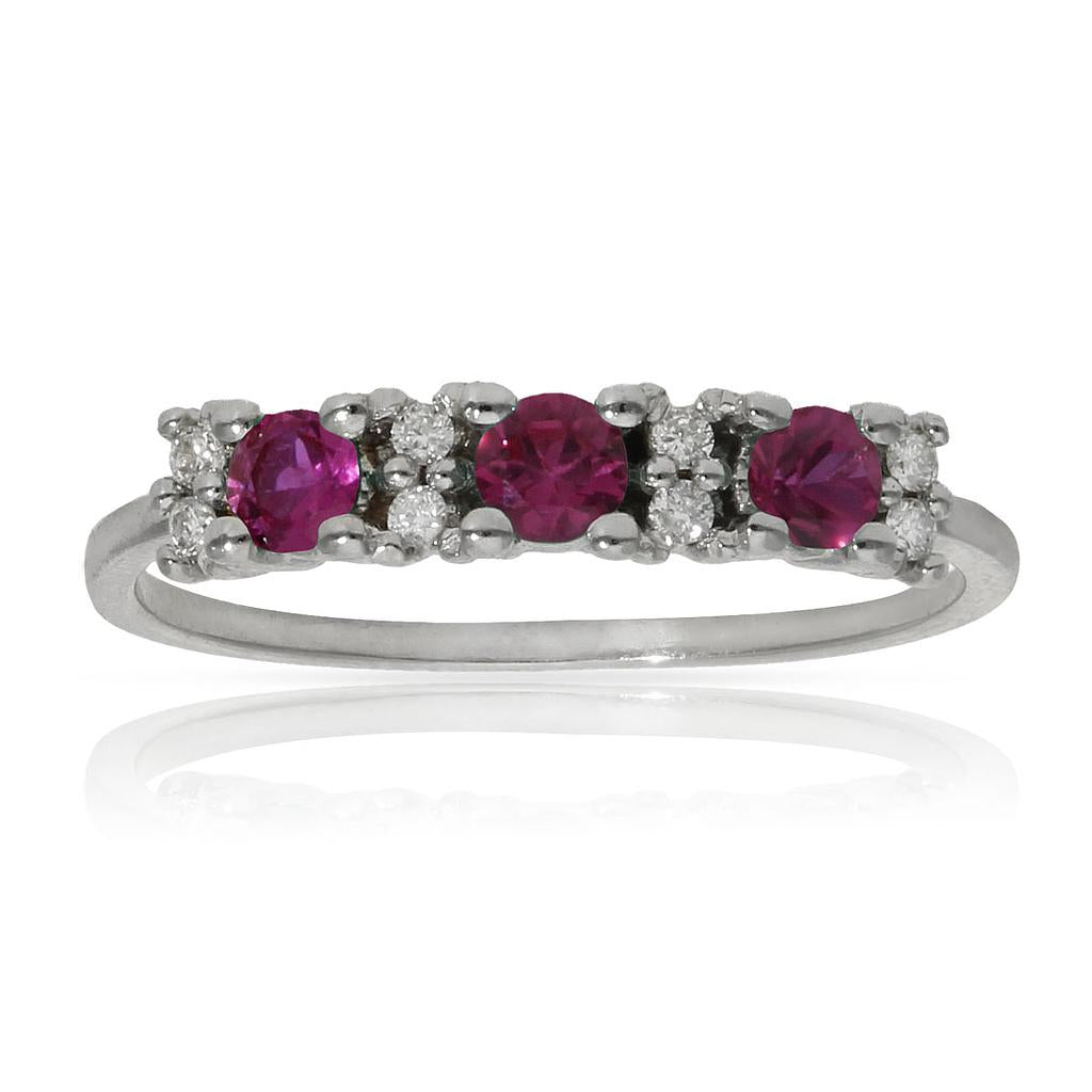 SORTIJA ORO BLANCO 18KL RUBIES + DIAMANTES - Números: nº 16 