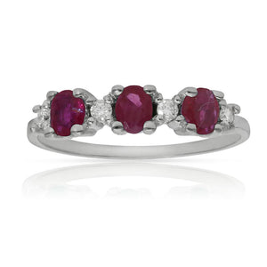 SORTIJA ORO BLANCO 18KL RUBIES + DIAMANTES - Números: nº 16 