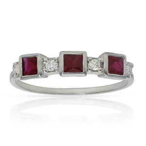 SORTIJA ORO BLANCO 18KL RUBIES + DIAMANTES - Números: nº 16 