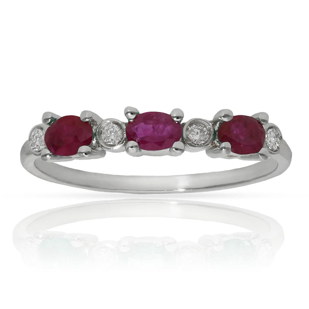 SORTIJA ORO BLANCO 18KL RUBIES + DIAMANTES - Números: nº 19 