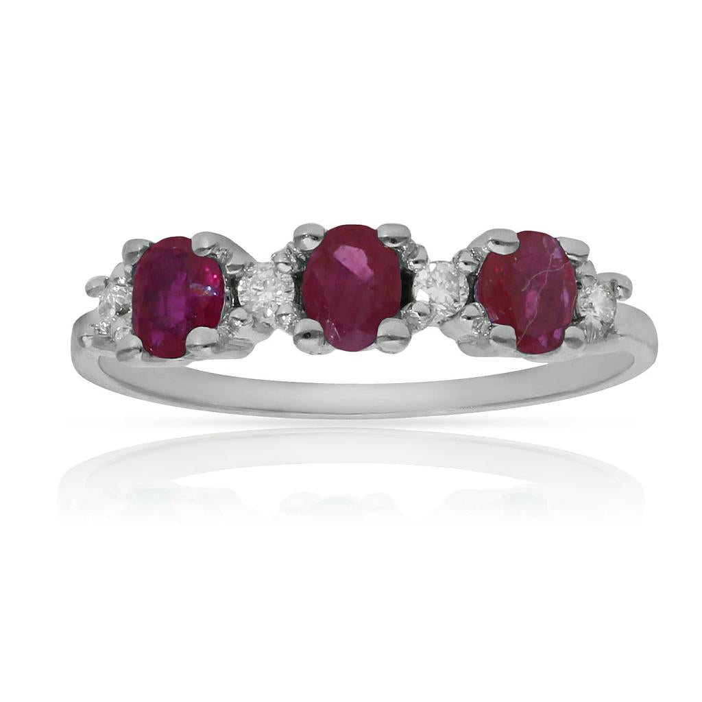 SORTIJA ORO BLANCO 18KL RUBIES + DIAMANTES - Números: nº 20 