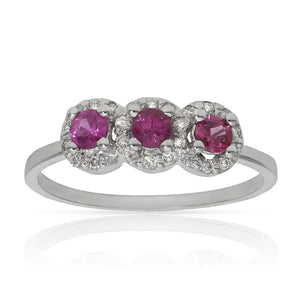 SORTIJA ORO BLANCO 18KL RUBIES + DIAMANTES - Números: nº 20 