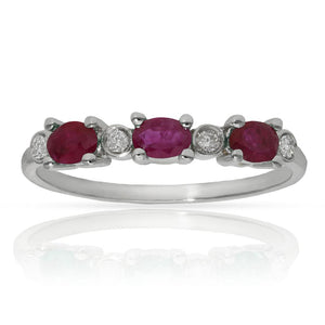 SORTIJA ORO BLANCO 18KL RUBIES + DIAMANTES - Números: nº 20 