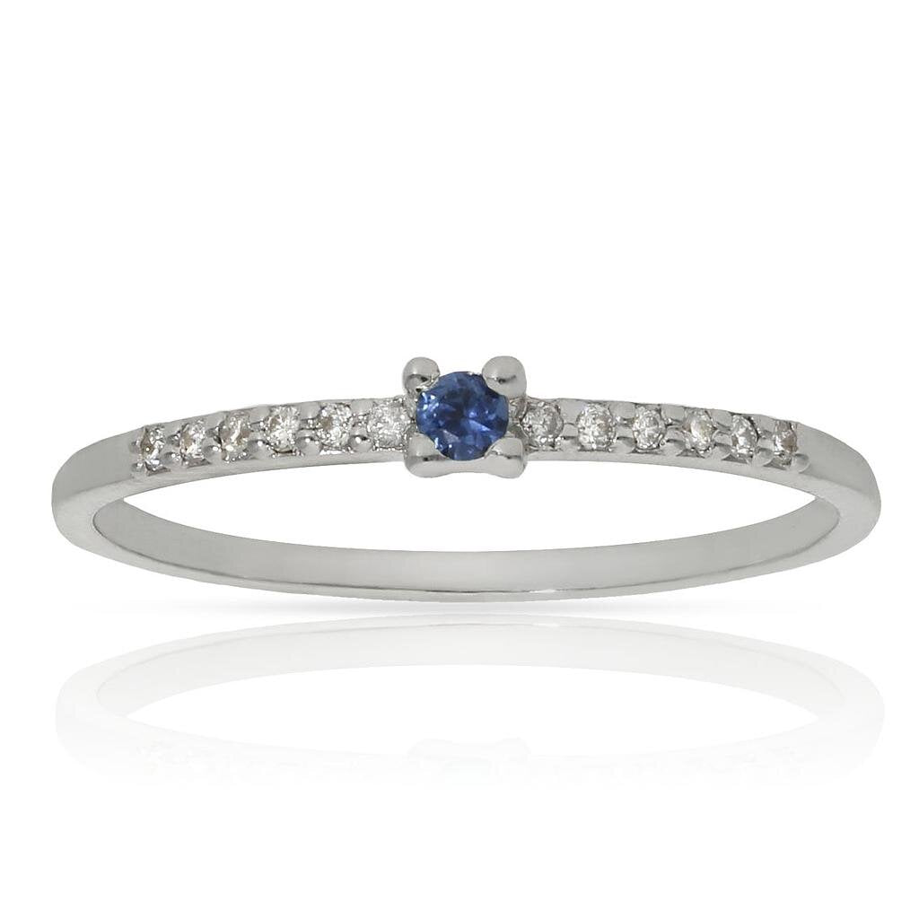 SORTIJA ORO BLANCO 18KL ZAFIRO + DIAMANTES - Números: nº 12 