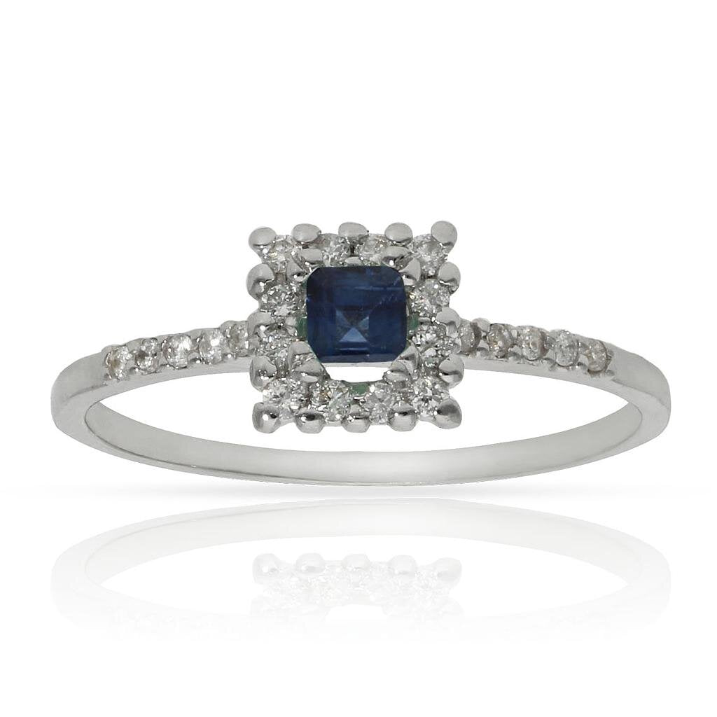 SORTIJA ORO BLANCO 18KL ZAFIRO + DIAMANTES - Números: nº 12 