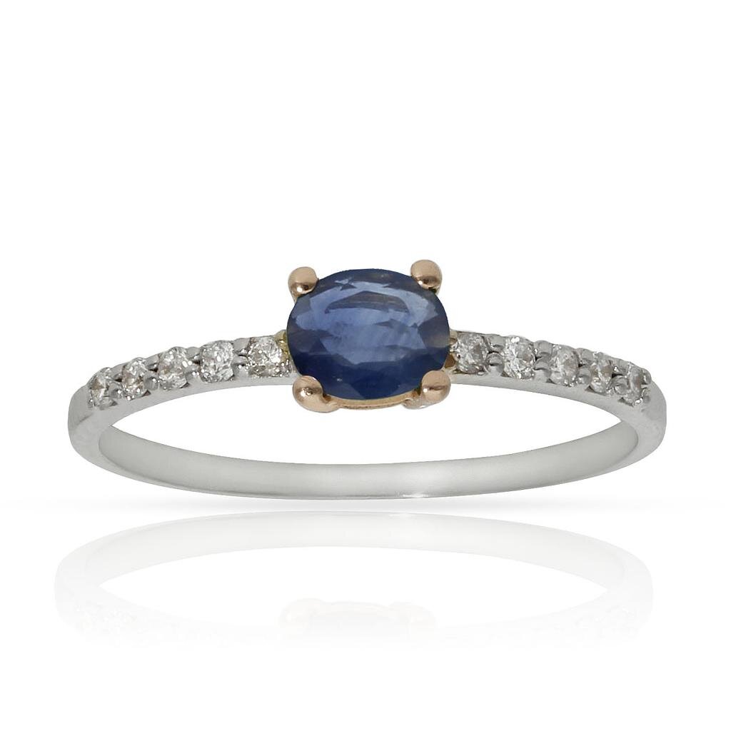 SORTIJA ORO BLANCO 18KL ZAFIRO + DIAMANTES - Números: nº 12 
