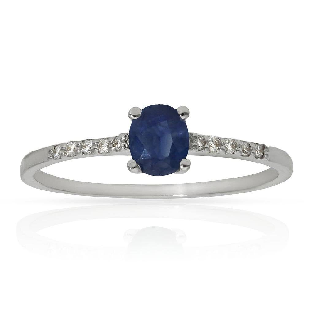 SORTIJA ORO BLANCO 18KL ZAFIRO + DIAMANTES - Números: nº 13 