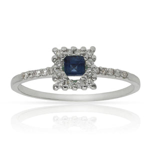 SORTIJA ORO BLANCO 18KL ZAFIRO + DIAMANTES - Números: nº 13 