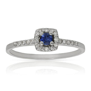 SORTIJA ORO BLANCO 18KL ZAFIRO + DIAMANTES - Números: nº 14 