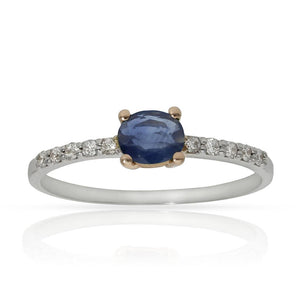 SORTIJA ORO BLANCO 18KL ZAFIRO + DIAMANTES - Números: nº 14 