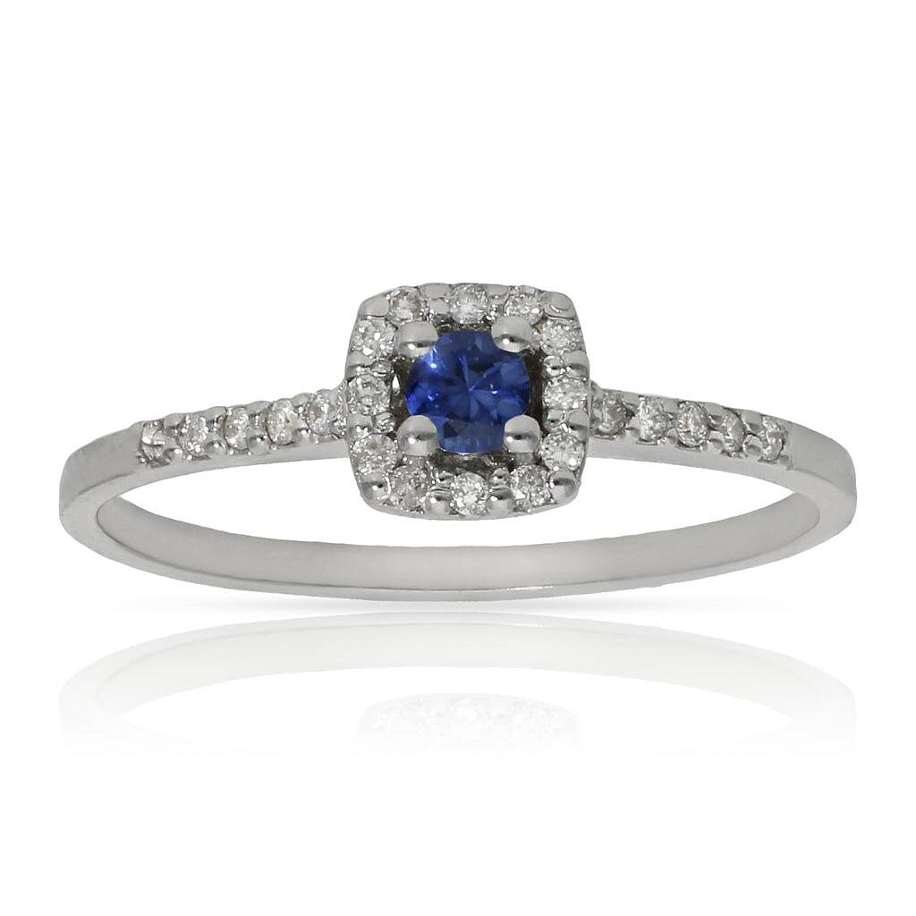 SORTIJA ORO BLANCO 18KL ZAFIRO + DIAMANTES - Números: nº 15 