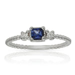 SORTIJA ORO BLANCO 18KL ZAFIRO + DIAMANTES - Números: nº 15 