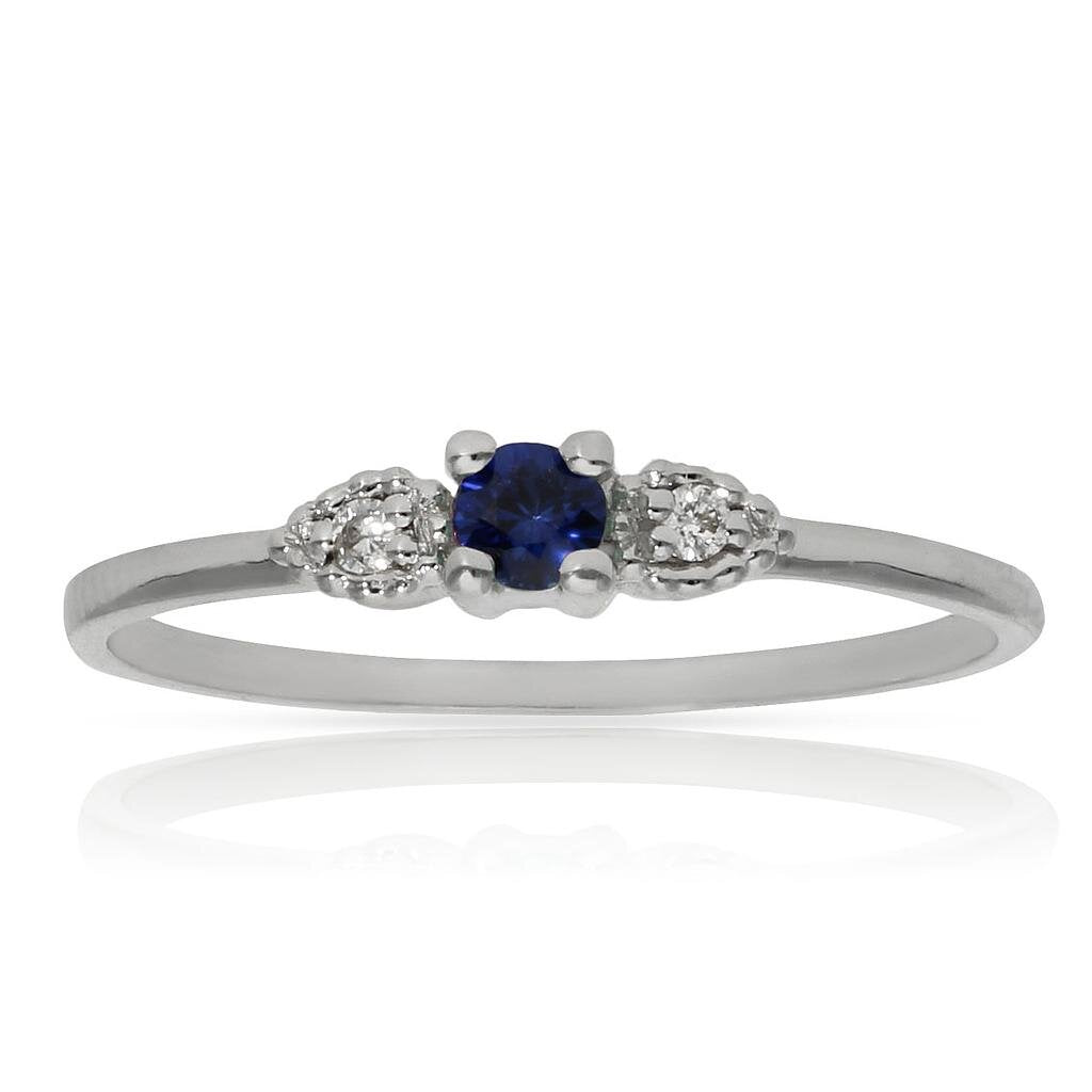 SORTIJA ORO BLANCO 18KL ZAFIRO + DIAMANTES - Números: nº 16 